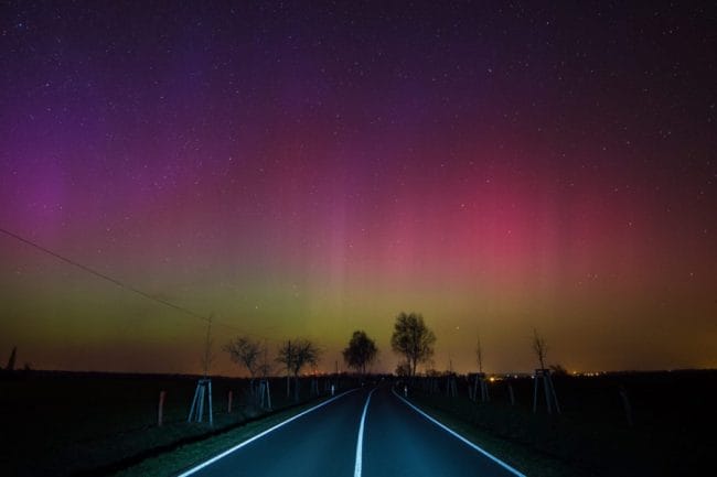 Aurora borealis di Maerkisch Oderland, Jerman