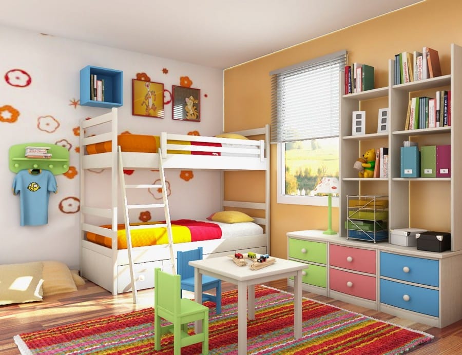 Kamar tidur anak penuh dengan warna