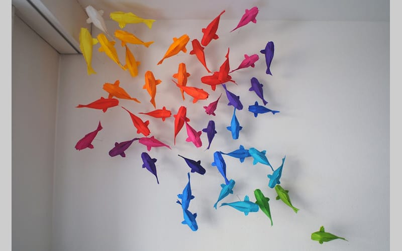 Origami ikan sebagai hiasan rumah
