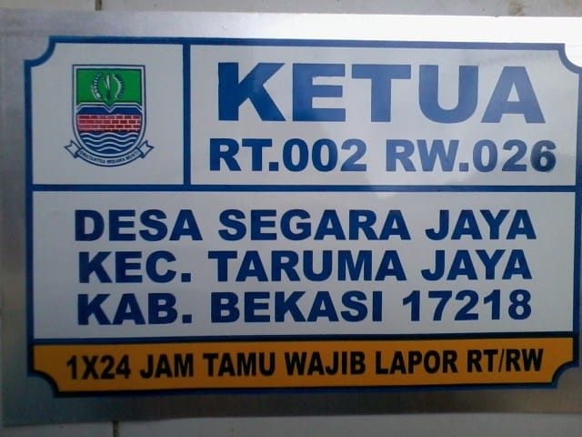 Plang rumah ketua RT/RW