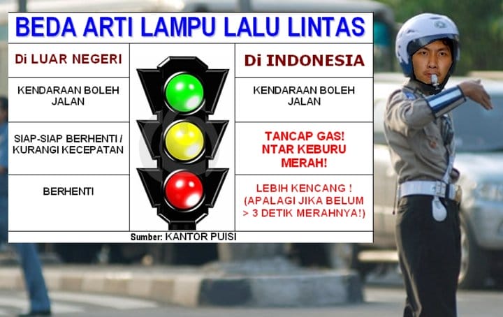 Arti lampu lalu lintas bagi para pengendara Indonesia
