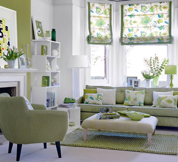 Dekorasi Unik Ruang Tamu, Fresh Green Living Room
