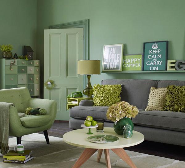 Dekorasi Unik Ruang Tamu, Green Country Living Room