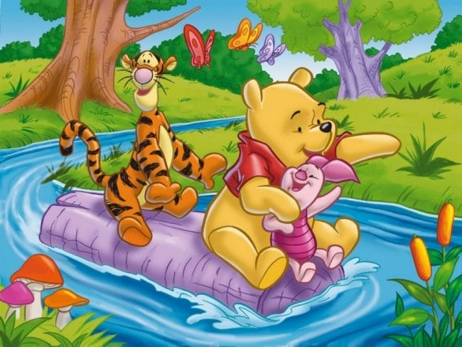 Winnie the Pooh in the river