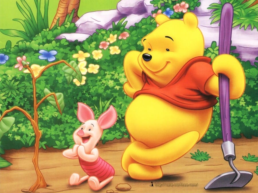 Pooh and Piglet gardening