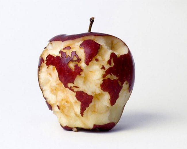 Gambar Buah - Apel Berbentuk Dunia