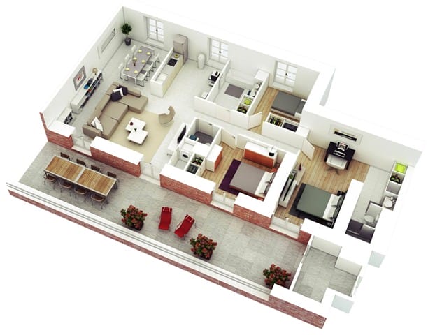 Desain 3D Rumah Minimalis dengan Ruang Makan Santai