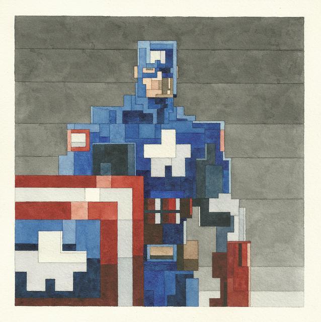 Gambar Kapten Amerika Versi 8-Bit