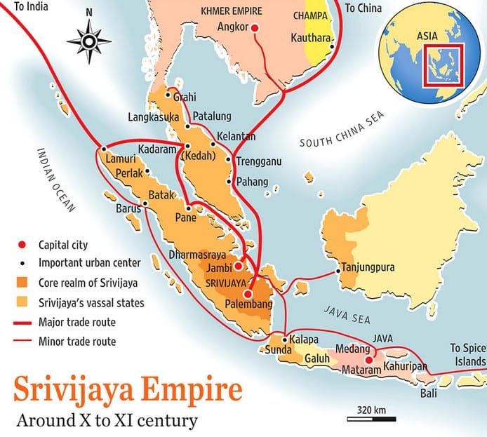 peta kekuasaan kerajaan sriwijaya