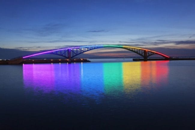 Asia, Taiwan, Magong, Penghu Islands, View of Saikai Rainbow Bridge. (Photo by: JTB Photo/UIG via Getty Images)