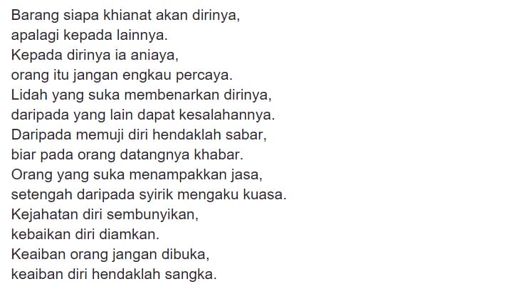 contoh gurindam 12 karya Raja Ali Haji