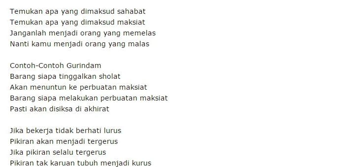 contoh Gurindam berangkai