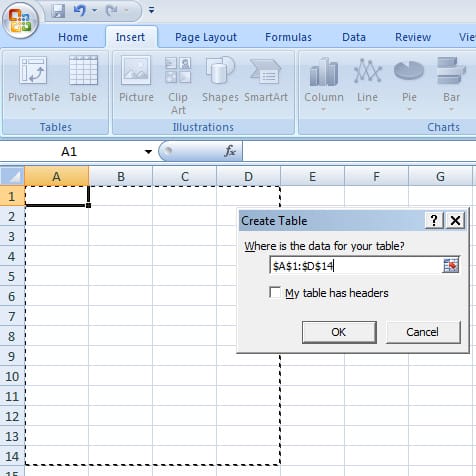 cara membuat tabel di excel