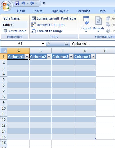 cara membuat tabel di excel