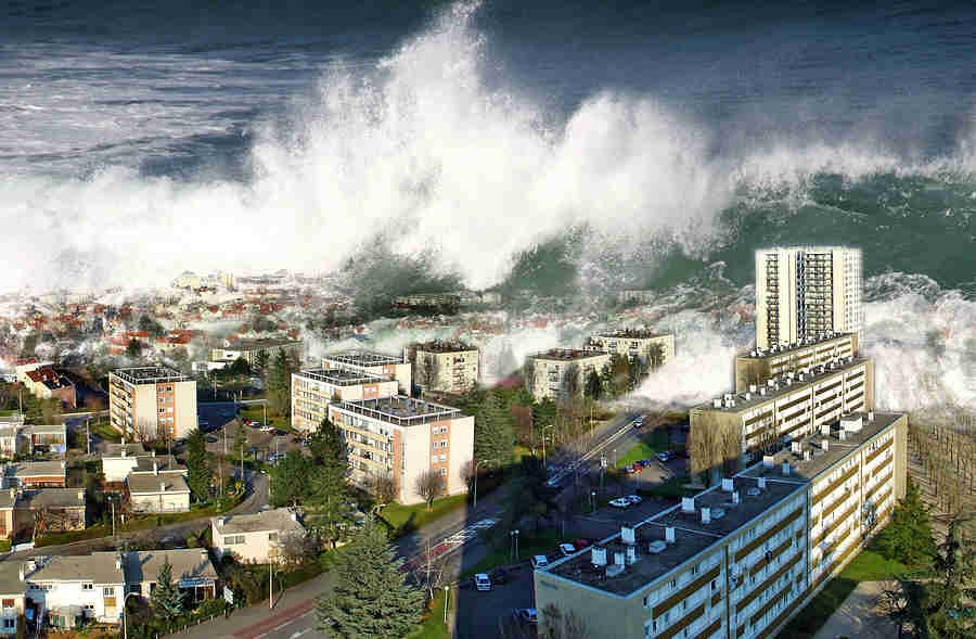gambar tsunami struktur teks