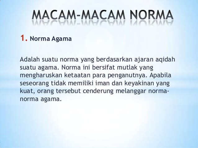 Contoh-contoh Norma Agama yaitu contoh norma agama