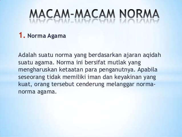 contoh norma agama